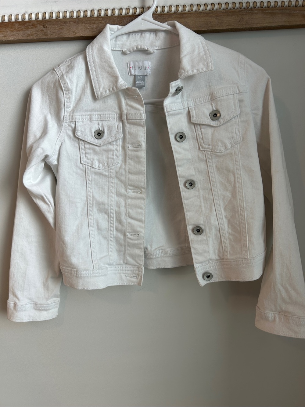 Girls M (7/8). The Children's Place White Denim Jean Jacket for Kids